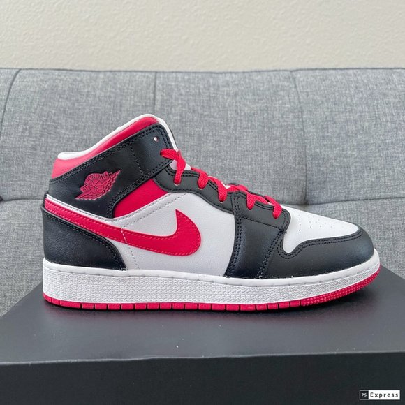 ❤️🖤 Air Jordan 1 Mid Black Red Shoes - Picture 4 of 4